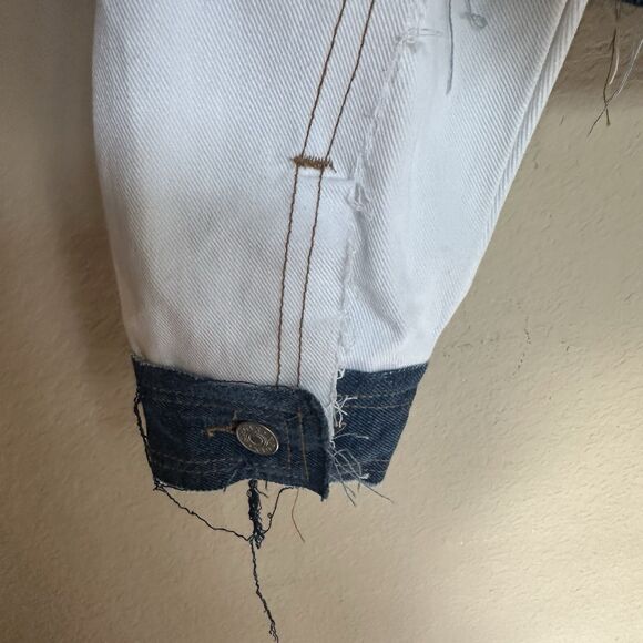 Kroix Large Patchwork Denim Raw Hem Cropped Jacket - Picture 5 of 6